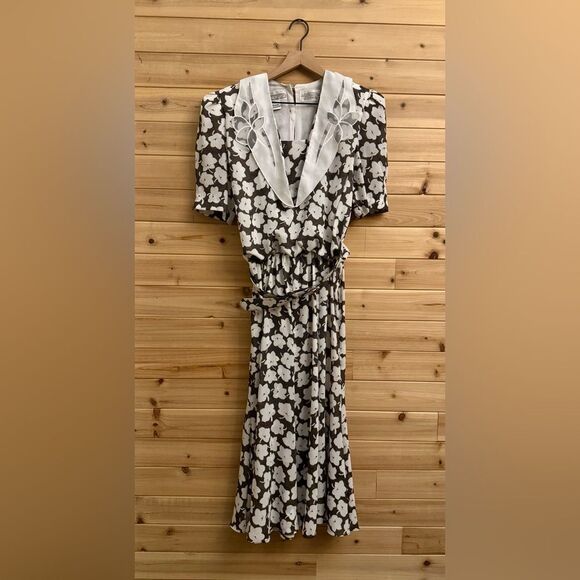 Vintage Liz Robert’s Sz Medium Floral Print Secretary School Teacher Midi Dress - Picture 1 of 13